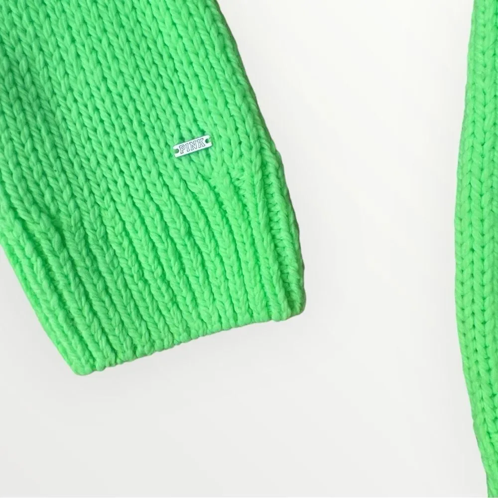 Neon Green V-Neck Sweater – Victoria’s Secret PINK Med - Picture 3 of 11